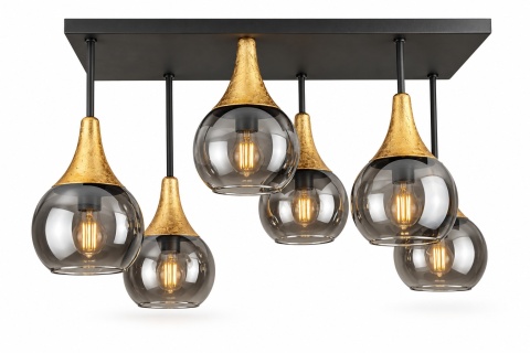 Lampa sufitowa 6xE27 Soma Gold/Smoky