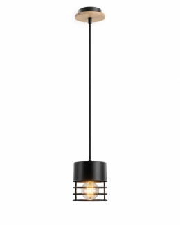 Pendant lamp 1xE27 CASA BLACK/WOOD