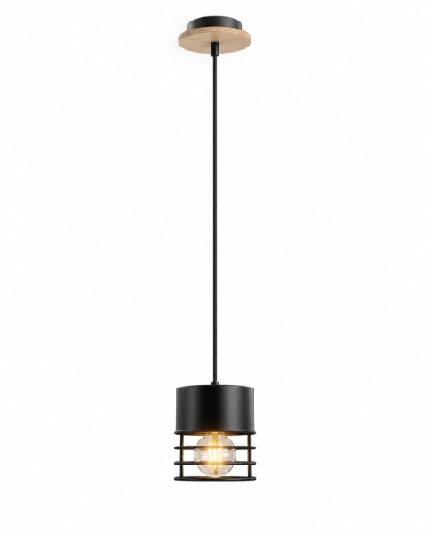 Lampa wisząca 1xE27 CASA BLACK/WOOD