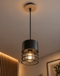 Lampa wisząca 1xE27 CASA BLACK/WOOD