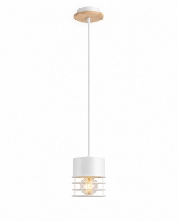 Pendant lamp 1xE27 CASA WHITE/WOOD