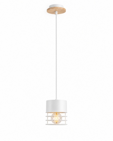 Lampa wisząca 1xE27 CASA WHITE/WOOD
