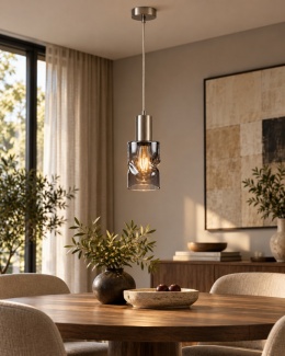 Lampa wisząca 1xE27 CROSS DARK SILVER