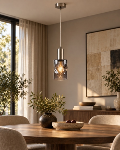 Lampa wisząca 1xE27 CROSS DARK SILVER