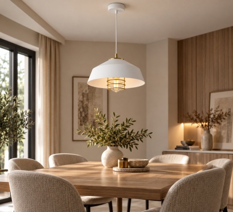 Lampa wisząca 1xE27 ELECTRA GOLD/WHITE