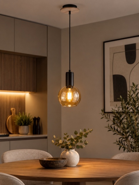 Lampa wisząca 1xE27 JANTAR WOOD