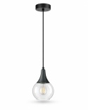 Lampa wisząca 1xE27 LACRIMA CLEAR BLACK