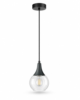 Lampa wisząca 1xE27 LACRIMA CLEAR BLACK