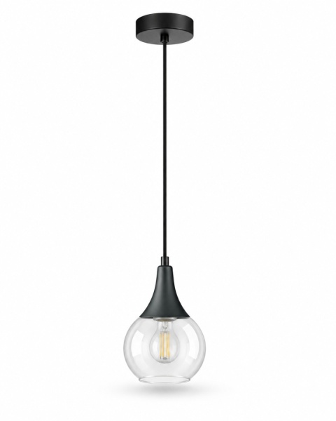 Lampa wisząca 1xE27 LACRIMA CLEAR BLACK
