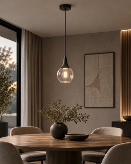 Lampa wisząca 1xE27 LACRIMA CLEAR BLACK