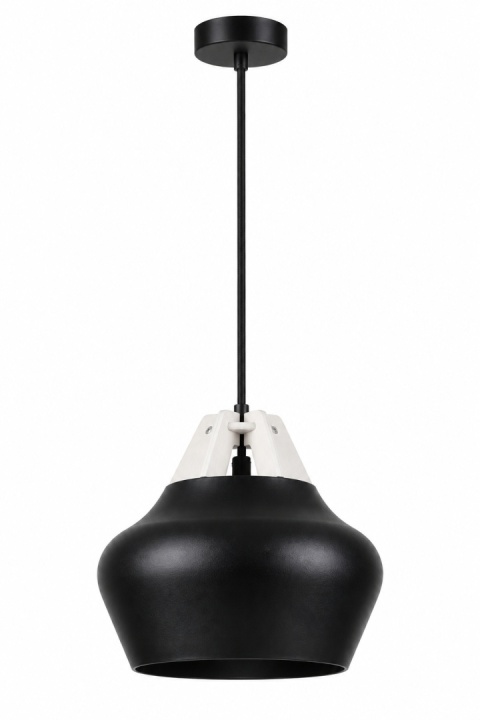 Pendant lamp 1xE27 NEGRO WOOD WHITE/BLACK