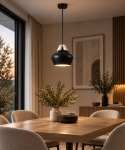 Pendant lamp 1xE27 NEGRO WOOD WHITE/BLACK