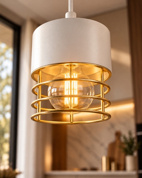 Lampa wisząca 1xE27 ROYAL WHITE/GOLD