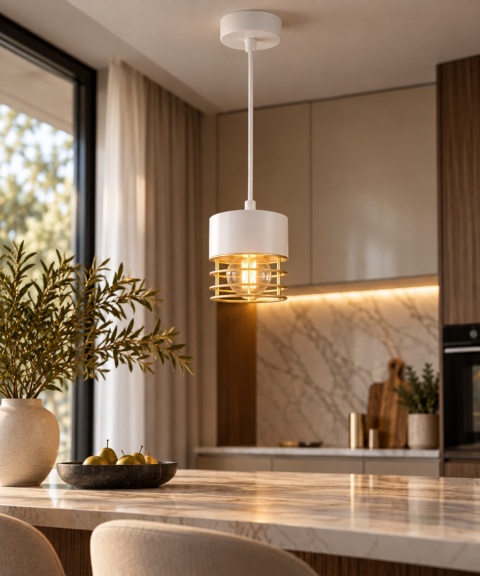 Lampa wisząca 1xE27 ROYAL WHITE/GOLD
