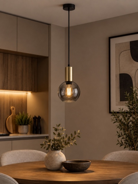 Lampa wisząca 1xE27 SUPRA BLACK/GOLD