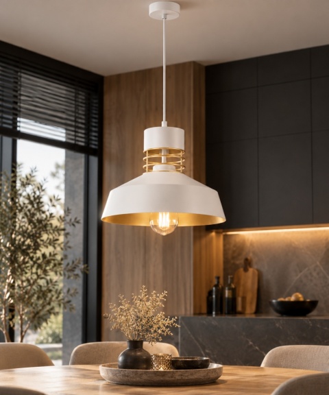 Lampa wisząca 1xE27 TITANIUM GOLD/WHITE