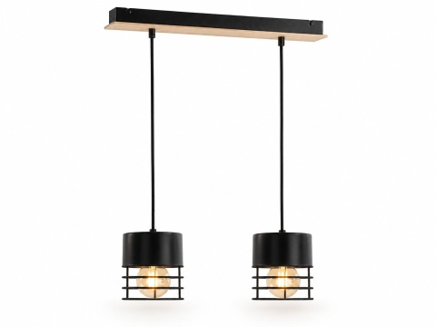 Lampa wisząca 2xE27 CASA BLACK/WOOD