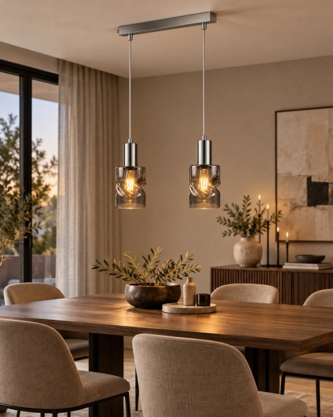 Lampa wisząca 2xE27 CROSS DARK SILVER