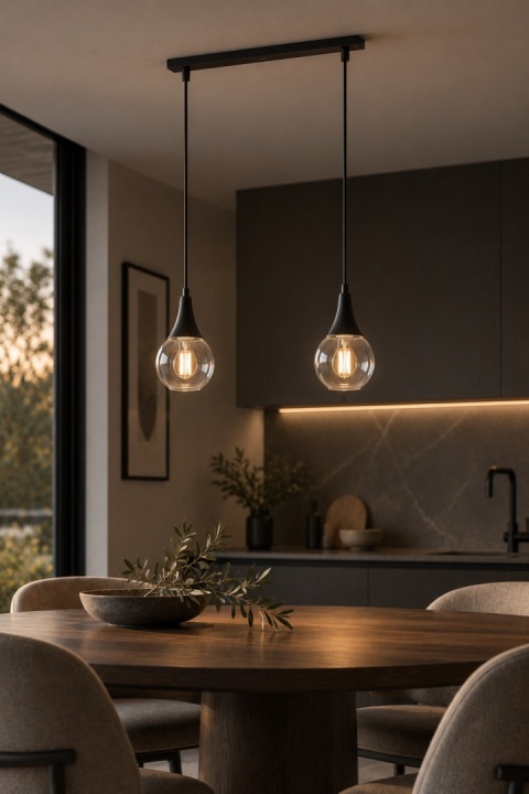 Lampa wisząca 2xE27 LACRIMA CLEAR BLACK