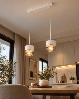 Lampa wisząca 2xE27 ROYAL WHITE/GOLD