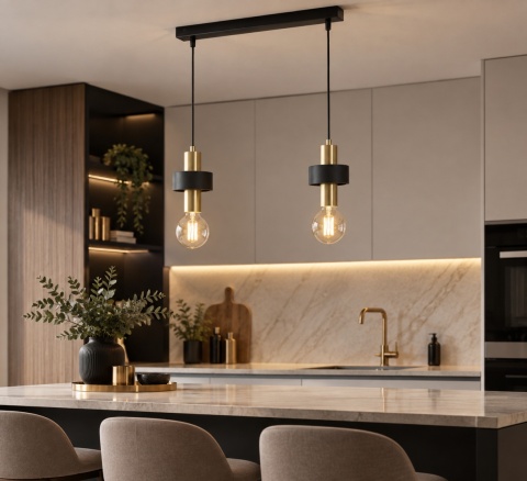 Lampa wisząca 2xE27 UNICA BLACK/GOLD