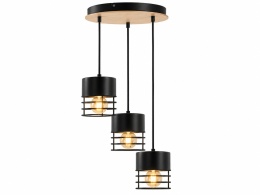 Lampa wisząca 3xE27 CASA BLACK/WOOD