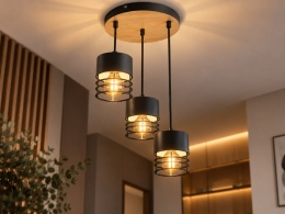 Lampa wisząca 3xE27 CASA BLACK/WOOD
