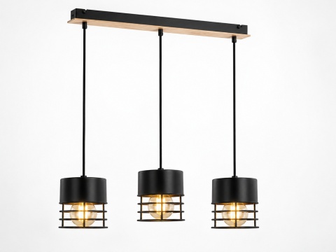 Lampa wisząca 3xE27 CASA BLACK/WOOD