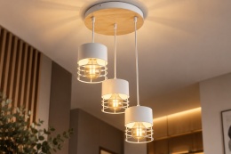 Lampa wisząca 3xE27 CASA WHITE/WOOD