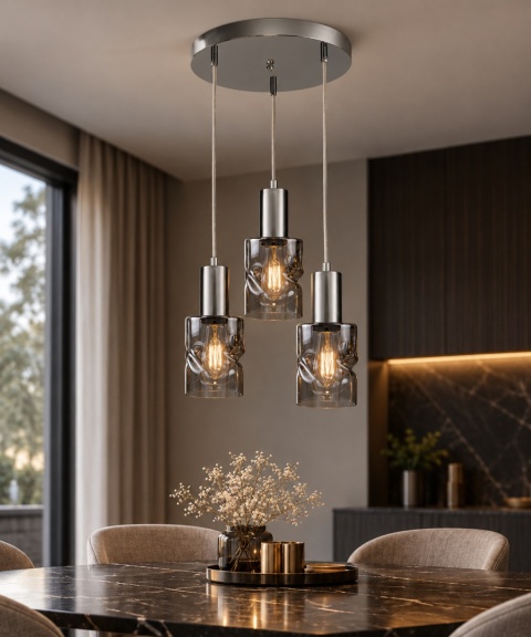 Lampa wisząca 3xE27 CROSS DARK SILVER