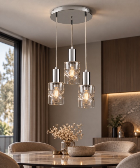 Lampa wisząca 3xE27 CROSS SILVER