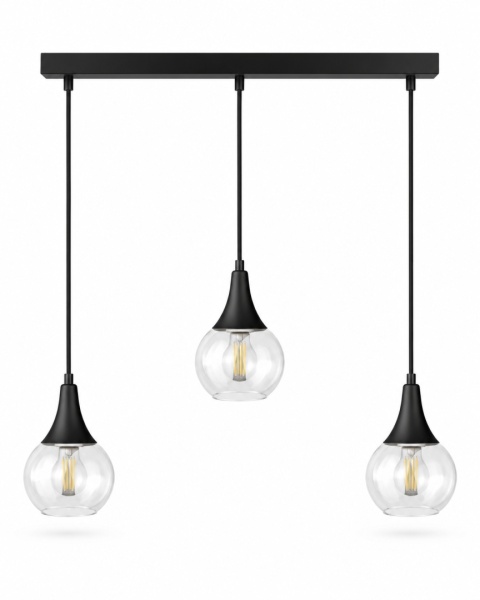 Lampa wisząca 3xE27 LACRIMA CLEAR BLACK