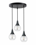 Lampa wisząca 3xE27 LACRIMA CLEAR BLACK