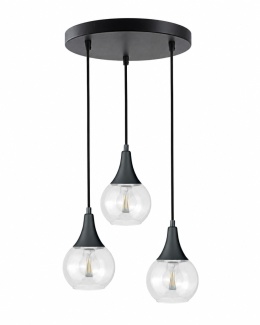 Lampa wisząca 3xE27 LACRIMA CLEAR BLACK