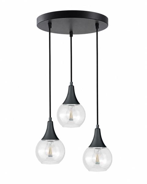 Lampa wisząca 3xE27 LACRIMA CLEAR BLACK