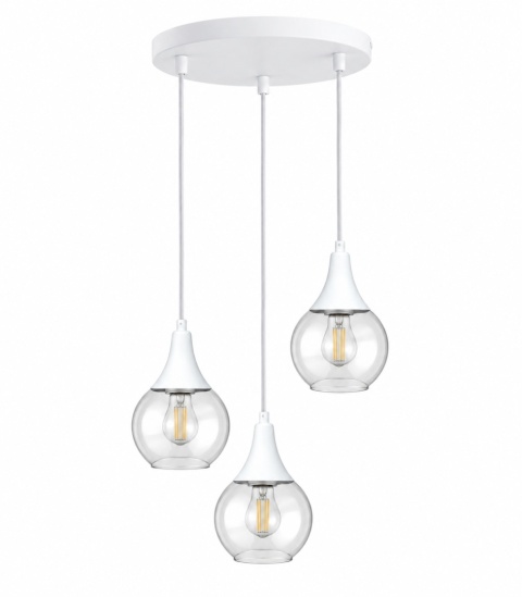 Lampa wisząca 3xE27 LACRIMA CLEAR WHITE