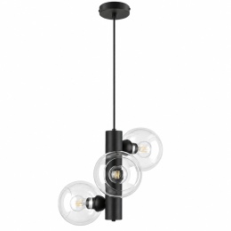 Lampa wisząca 3xE27 TUBE BLACK/CLEAR