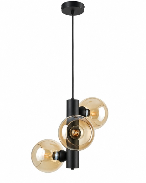 Lampa wisząca 3xE27 TUBE BLACK/HONEY