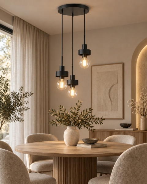 Pendant lamp 3xE27 UNICA BLACK
