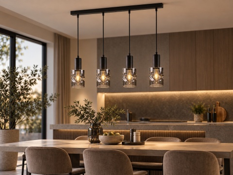 Lampa wisząca 4xE27 CROSS BLACK