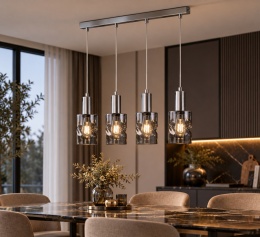 Lampa wisząca 4xE27 CROSS DARK SILVER