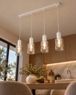 Lampa wisząca 4xE27 CROSS WHITE
