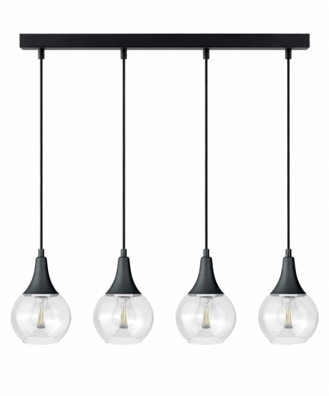 Lampa wisząca 4xE27 LACRIMA CLEAR BLACK