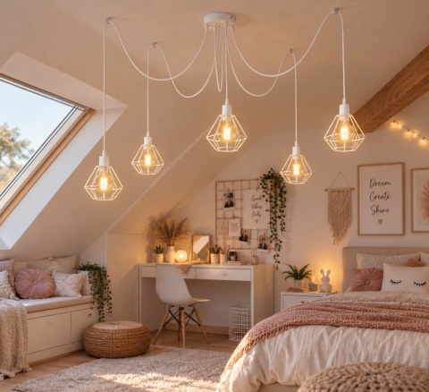 Lampa wisząca 5xE27 FOSKAL WHITE