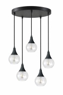 Lampa wisząca 5xE27 LACRIMA CLEAR BLACK