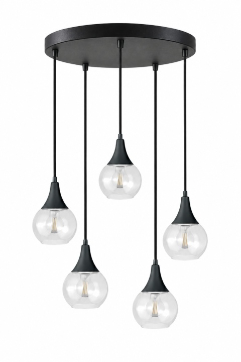 Lampa wisząca 5xE27 LACRIMA CLEAR BLACK