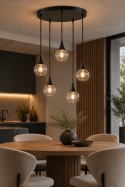 Lampa wisząca 5xE27 LACRIMA CLEAR BLACK