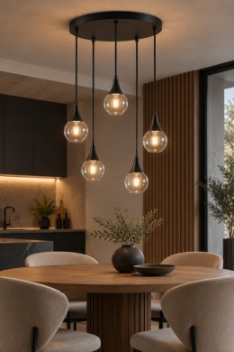 Lampa wisząca 5xE27 LACRIMA CLEAR BLACK