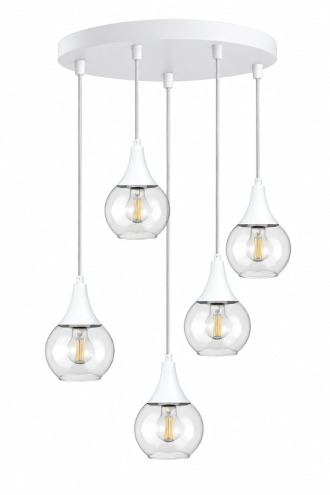 Lampa wisząca 5xE27 LACRIMA CLEAR WHITE