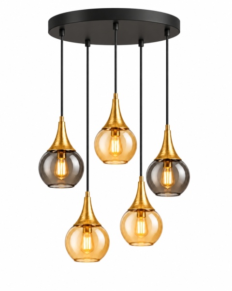 Lampa wisząca 5xE27 Lacrima Mix Black